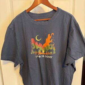 Men's 100% Cotton Blue Life is Good T-shirt in XXL